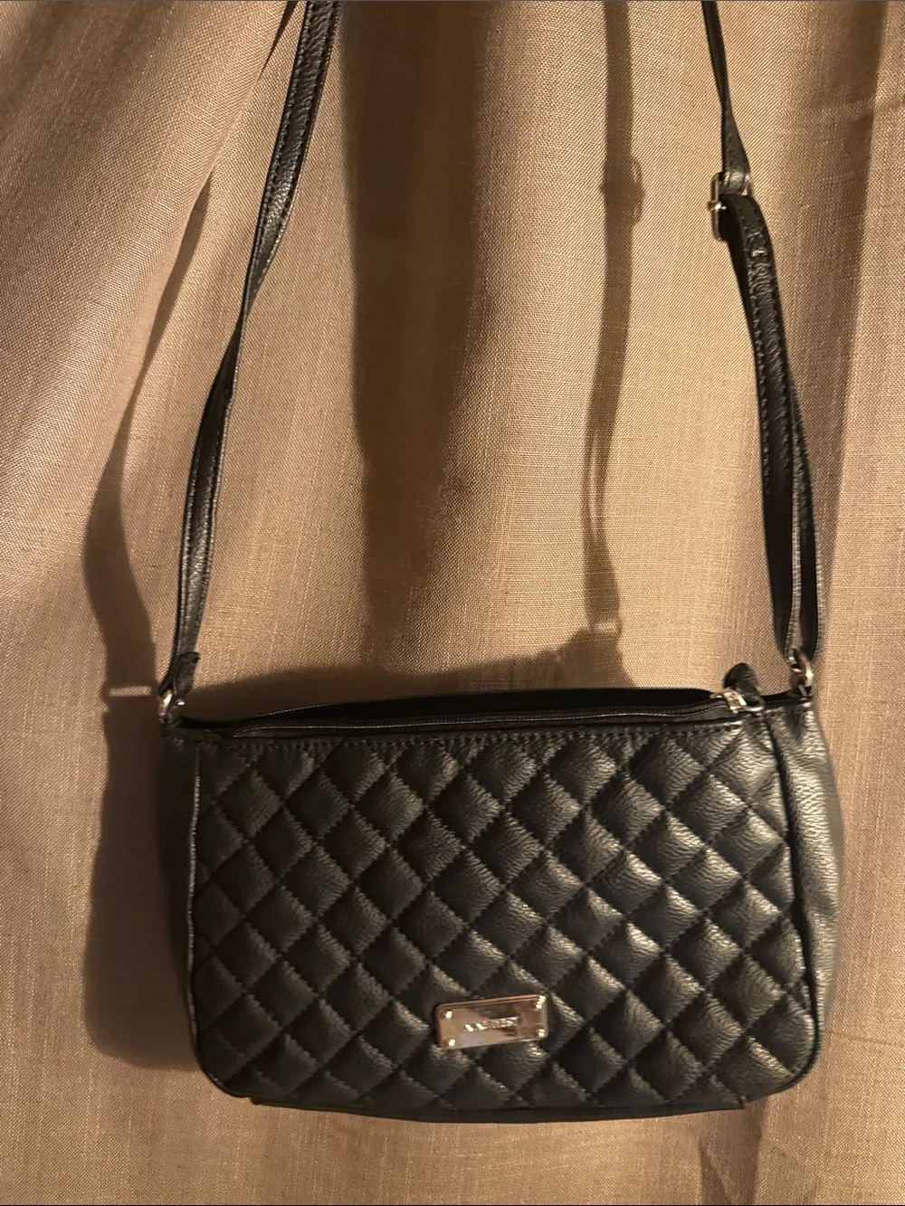 Nine West Black Quilted Satchel Crossbody